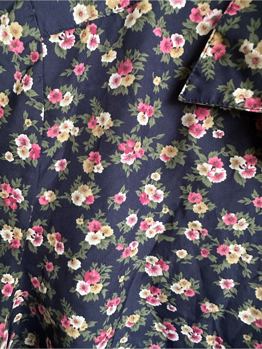 Hallmark Navy Short-Sleeve Button Front Shirt with Pink Floral Print - Picture 3 of 3